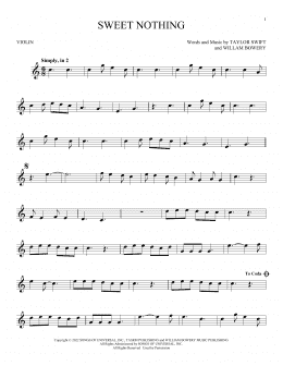 page one of Sweet Nothing (Violin Solo)