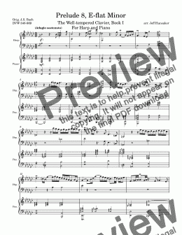 page one of Prelude No. 8 in E-flat Minor (Well-tempered Clavier Bk. 1)