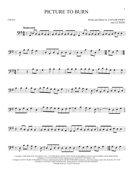 page one of Picture To Burn (Cello Solo)