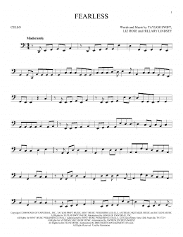 page one of Fearless (Cello Solo)