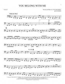 page one of You Belong With Me (Cello Solo)