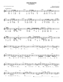 page one of Dos Oruguitas (from Encanto) (Lead Sheet / Fake Book)