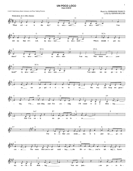 page one of Un Poco Loco (from Coco) (Lead Sheet / Fake Book)