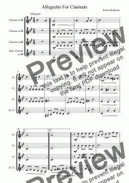 page one of Allegretto For Clarinets