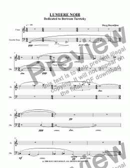 page one of Lumiere Noir (flute & double bass)