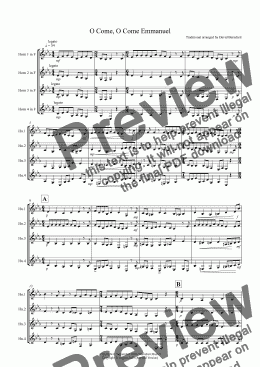 page one of O Come, O Come Emmanuel for Horn Quartet