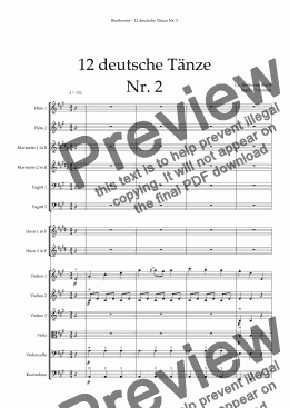 page one of L.v. Beethoven 12 deutsche Tänze Nr. 2 for orchestra