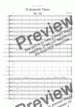 page one of L.v. Beethoven 12 deutsche Tänze Nr. 10 for orchestra