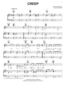 page one of Creep (Piano, Vocal & Guitar Chords (Right-Hand Melody))