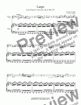 page one of Largo from Winter (L'Inverno) for easy flute/violin and piano (cello part ad lib)