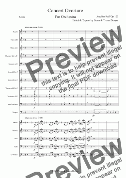 page one of Concert Overture - Raff - Orchestra - Score