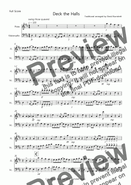 page one of Deck the Halls (Jazzy Style!) for Flute and Cello Duet