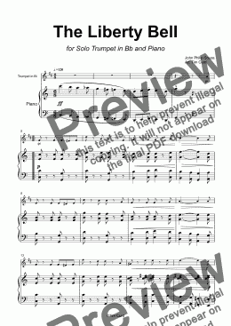 page one of The Liberty Bell for Trumpet in Bb and Piano