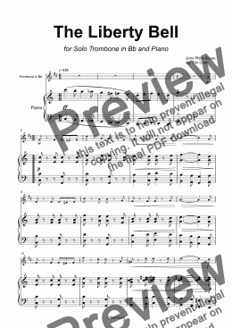 page one of The Liberty Bell for Trombone in Bb and Piano