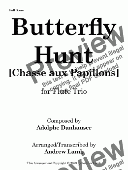 page one of Butterfly Hunt (Chasse Aux Papillons) (for Flute Trio)