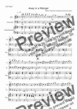 page one of Away in a Manger for Flute and Cello Duet