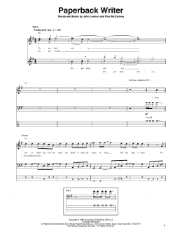 page one of Paperback Writer (Bass Guitar Tab)