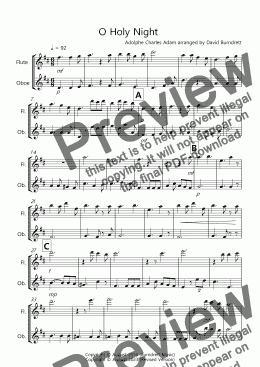 page one of O Holy Night for Flute and Oboe Duet