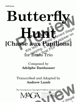 page one of Adolphe Danhauser | Butterfly Hunt | for Brass Trio