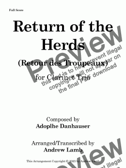 page one of Return of the Herds (for Clarinet Trio)