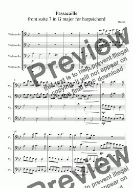 page one of Passacaille from suite 7 in G major for harpsichord