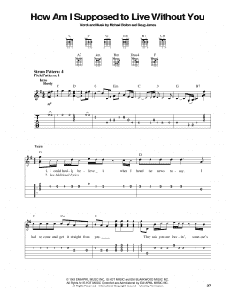 page one of How Am I Supposed To Live Without You (Easy Guitar Tab)