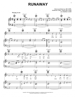 page one of Runaway (Piano, Vocal & Guitar Chords (Right-Hand Melody))