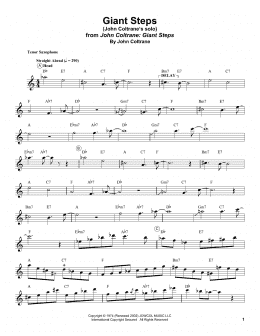 page one of Giant Steps (Tenor Sax Transcription)