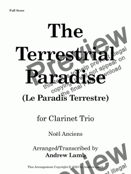 page one of The Terrestrial Paradise [Le Paradis Terrestre] (for Clarinet Trio)