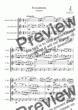 page one of Evocations - Recorder Quartet