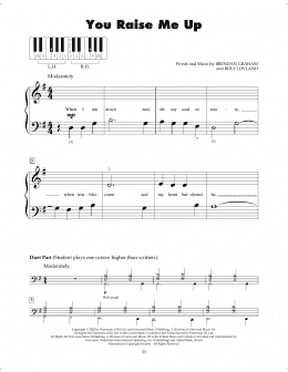 page one of You Raise Me Up (5-Finger Piano)