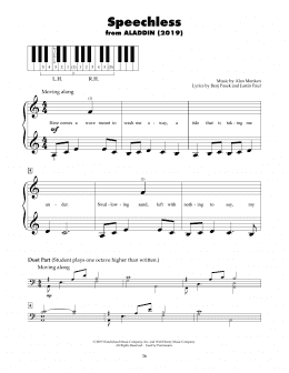 page one of Speechless (from Disney's Aladdin) (5-Finger Piano)