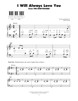 page one of I Will Always Love You (5-Finger Piano)