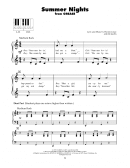 page one of Summer Nights (from Grease) (5-Finger Piano)