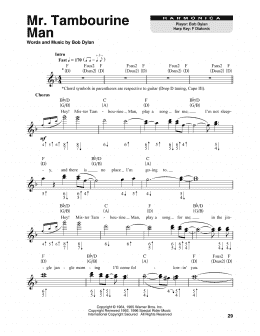 page one of Mr. Tambourine Man (Harmonica)