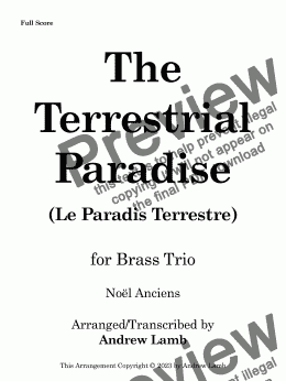 page one of The Terrestrial Paradise [Le Paradis Terrestre] (for Brass Trio)