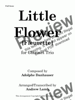 page one of Little Flower [Fleurette] (for Clarinet Trio)