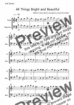 page one of All Things Bright and Beautiful for Flute and Bassoon Duet