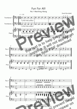 page one of Fun For All! for Beginner Trombones and Piano