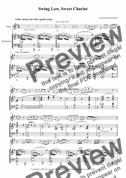 page one of Swing Low, Sweet Chariot for Oboe & Keyboard