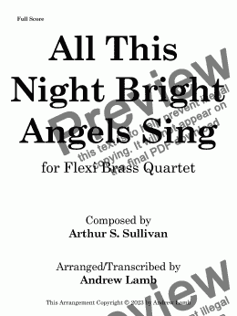 page one of All This Night Bright Angels Sings (for Brass Quartet)