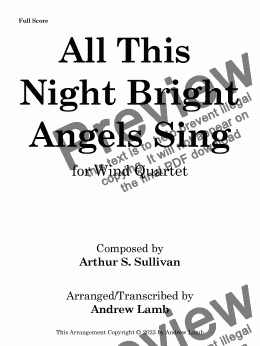 page one of All This Night Bright Angels Sing (for Wind Quartet)