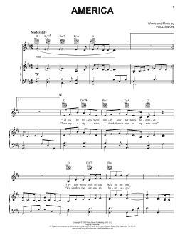 page one of America (Piano, Vocal & Guitar Chords (Right-Hand Melody))