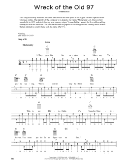 page one of Wreck Of The Old 97 (arr. Fred Sokolow) (Banjo Tab)