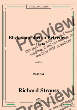 page one of Richard Strauss-Blick vom oberen Belvedere,in A Major