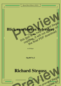 page one of Richard Strauss-Blick vom oberen Belvedere,in B Major