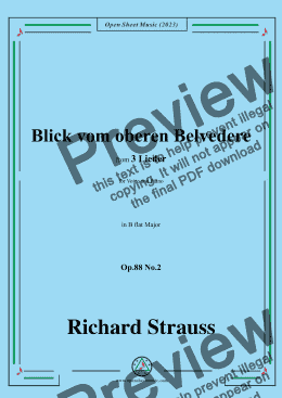 page one of Richard Strauss-Blick vom oberen Belvedere,in B flat Major