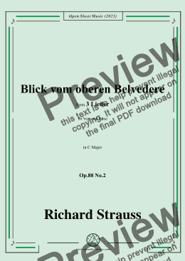 page one of Richard Strauss-Blick vom oberen Belvedere,in C Major