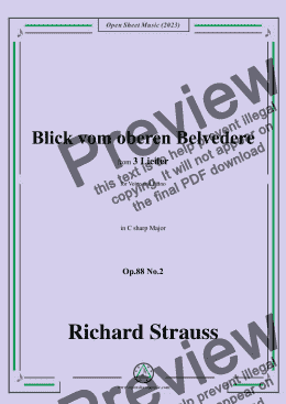 page one of Richard Strauss-Blick vom oberen Belvedere,in C sharp Major