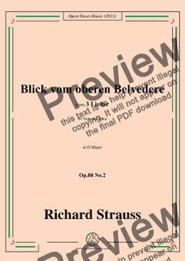 page one of Richard Strauss-Blick vom oberen Belvedere,in D Major